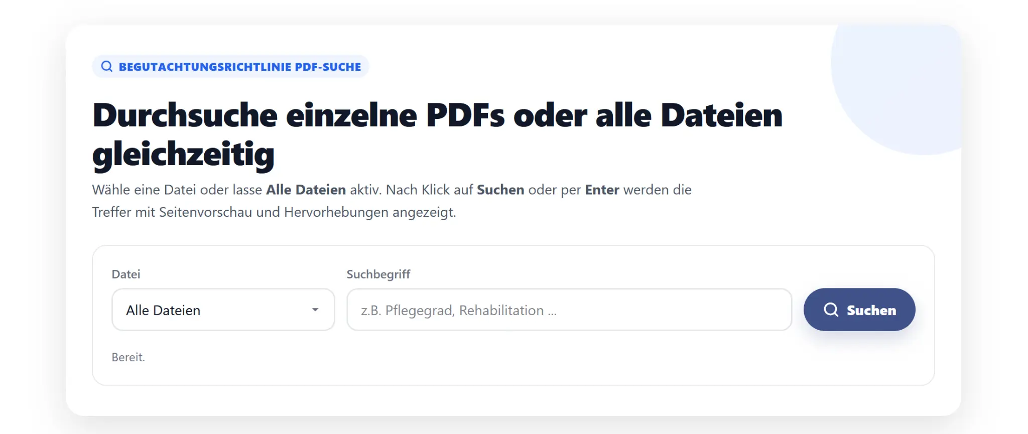 Begutachtungsrichtlinie PDF-Suche – Pflegegutachten Digital